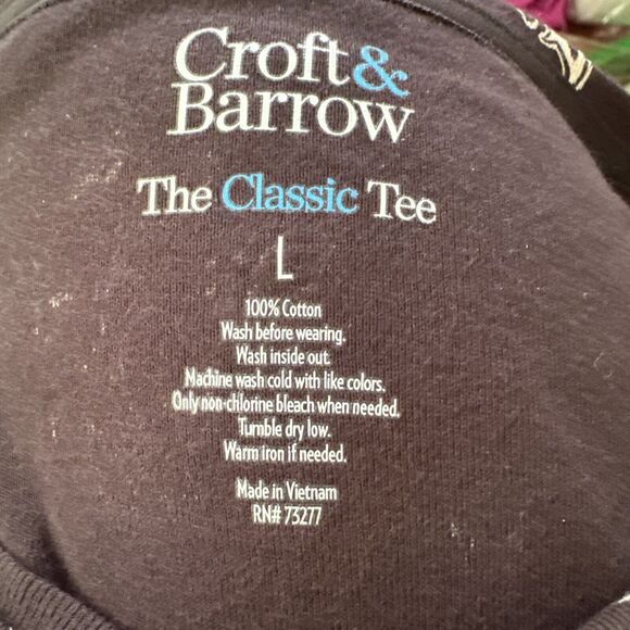 New Croft & Barrow Crew neck long sleeve Floral 100% cotton Tee top L Black - Picture 6 of 7